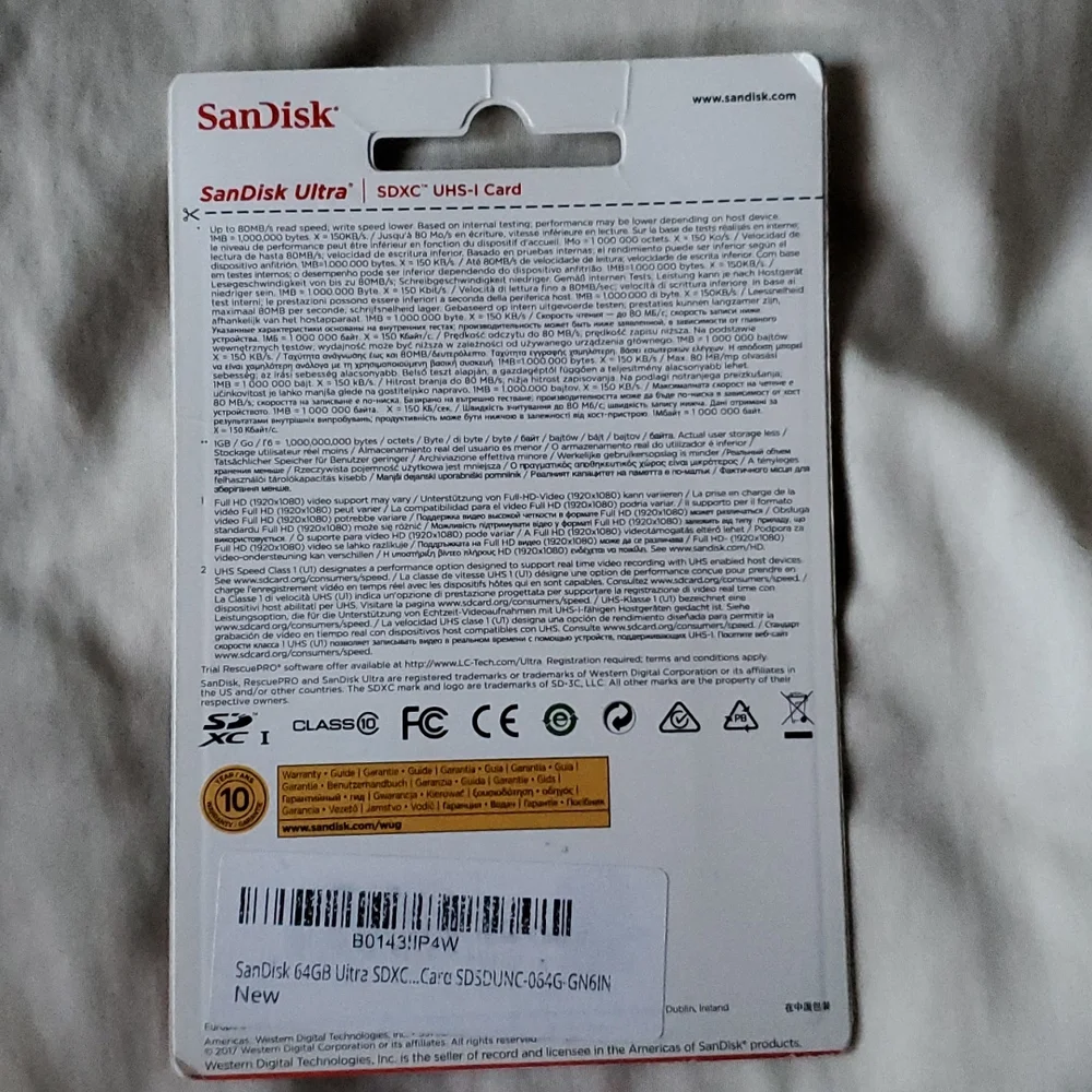 SanDisk Ultra SDXC UHS-I Card 80x 64Gb Memory Card